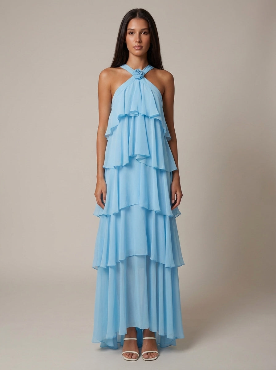 Flower Ruffle Maxi Dress