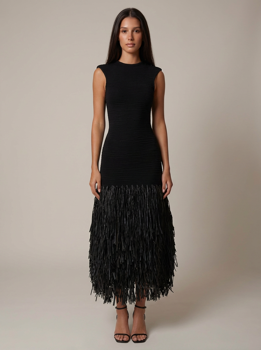 Noir Fringe Dress