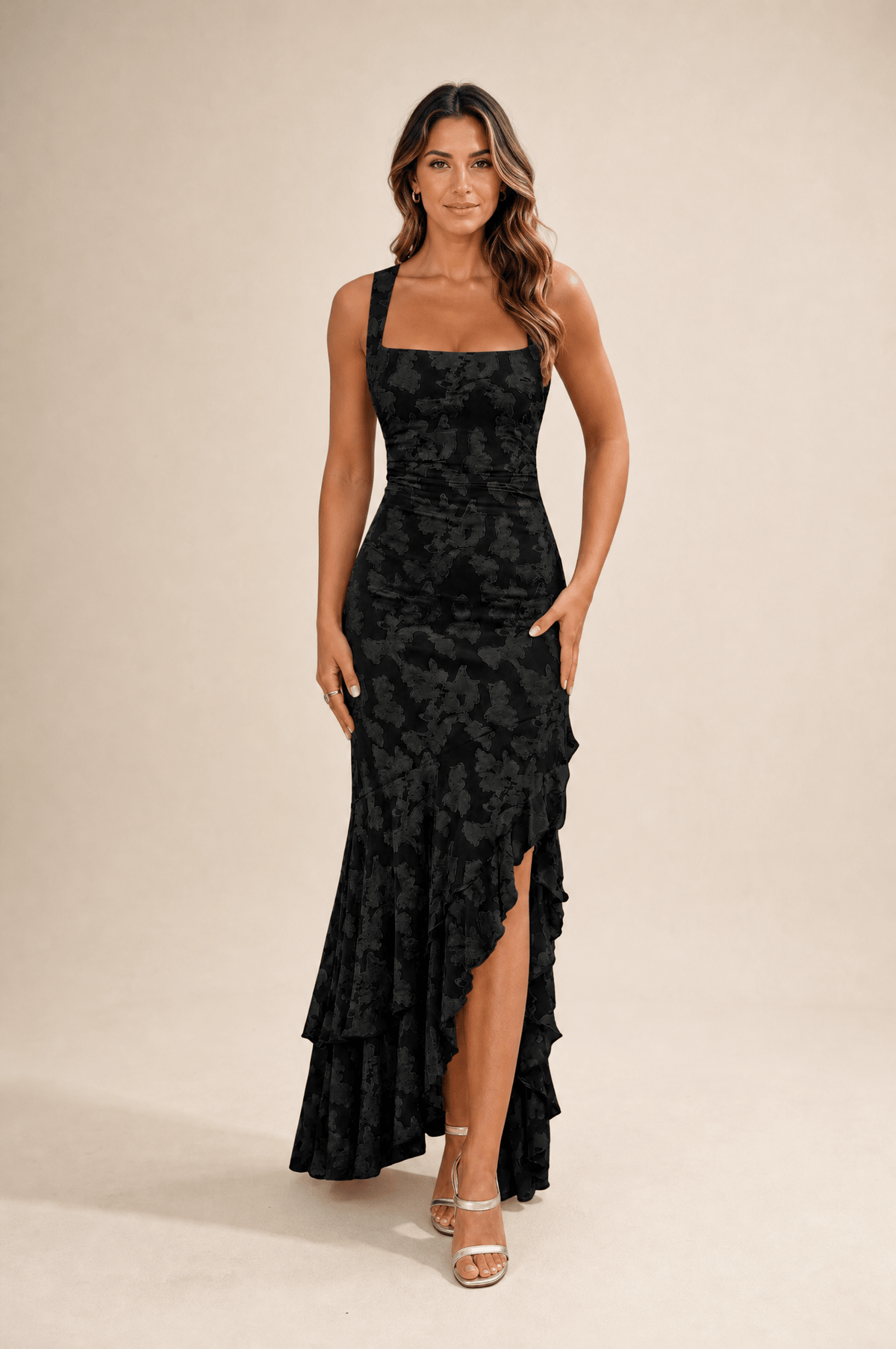 Rosalina Floral Ruffle Maxi Dress