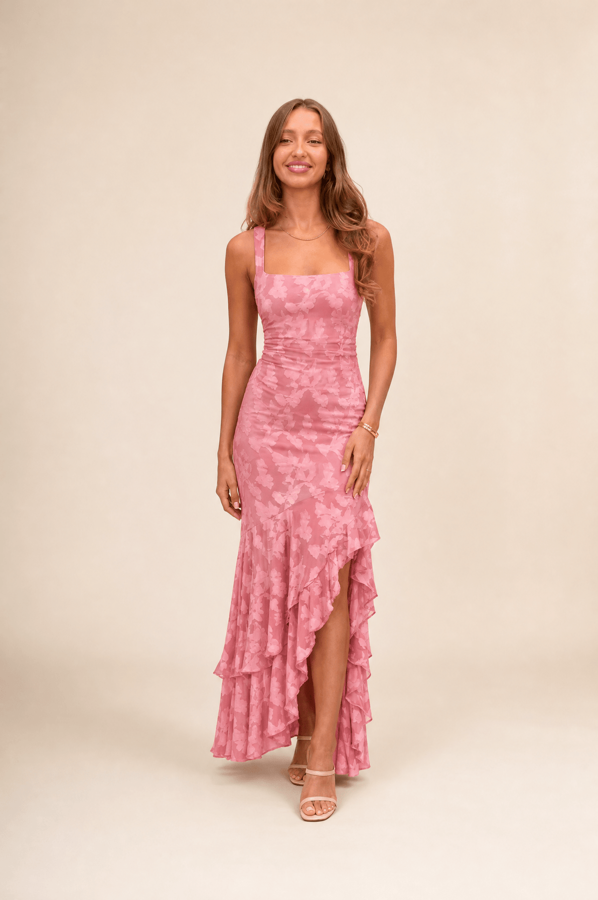 Rosalina Floral Ruffle Maxi Dress