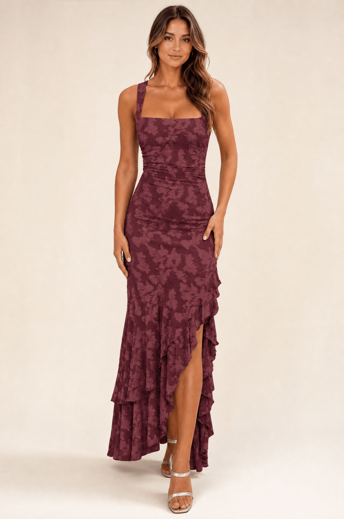 Rosalina Floral Ruffle Maxi Dress